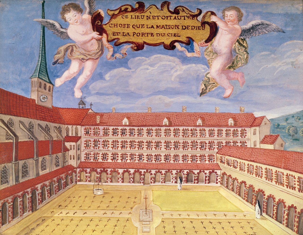 منظر للأديرة والمقبرة ، من L&39;Abbaye de Port-Royal ، ص 1710 بواسطة لويز مادلين كوتشين