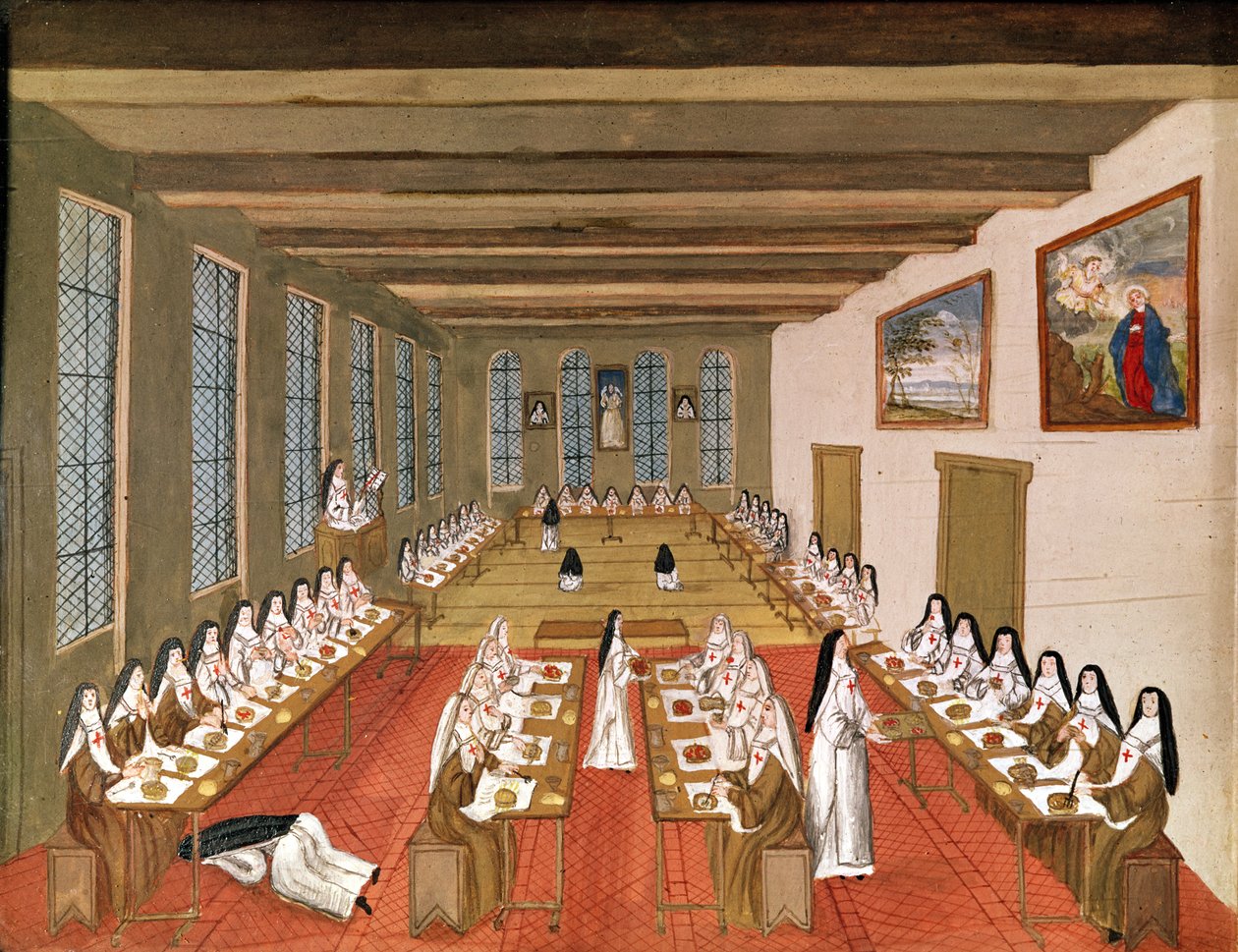 منظر لحجرة الطعام ، من L&39;Abbaye de Port-Royal ، ص 1710 بواسطة لويز مادلين كوتشين
