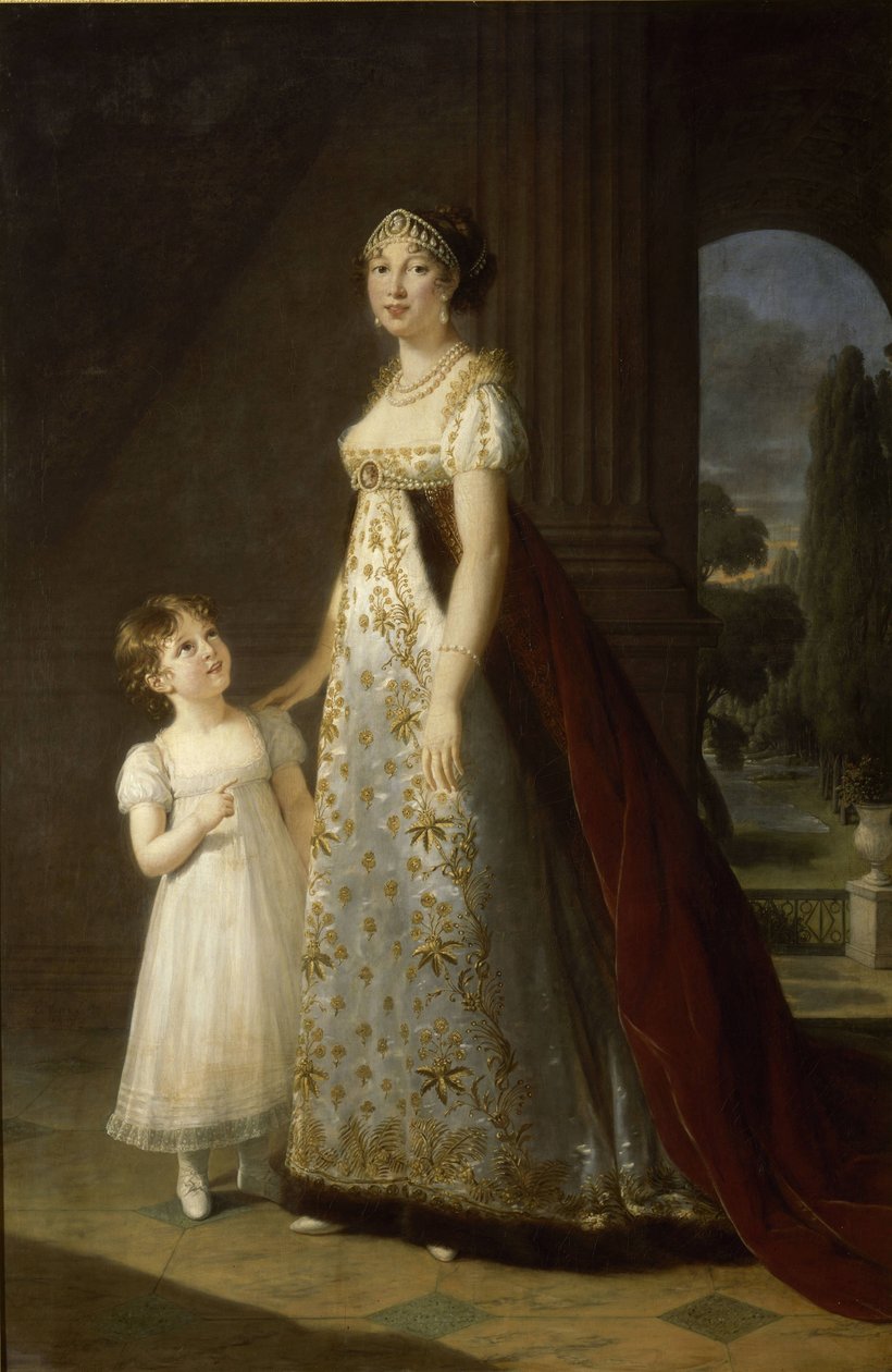ماري أنوسياد-كارولين بونابرت ، ملكة نابولي ، مع ابنتها Laetitia-Joséphine Murat بواسطة لويز إليزابيث فيجي لو برون