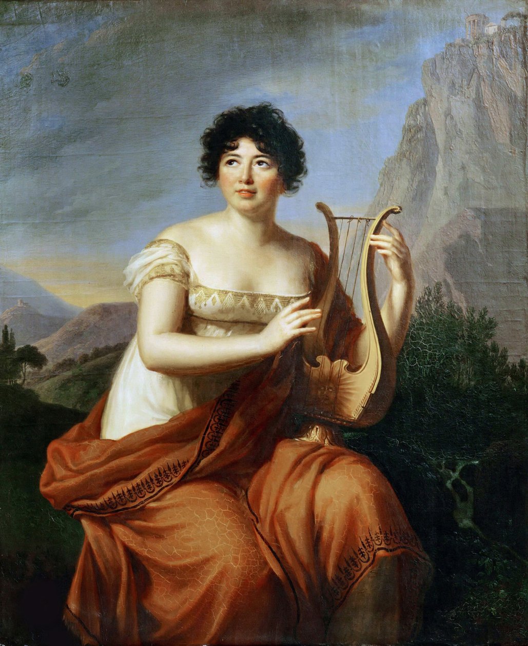 صورة للمؤلف البارونة آن لويز جيرمين دي ستايل 1766-1817 في دور كورين ، 1807. بواسطة إليزابيث لويز فيجي ليبرون