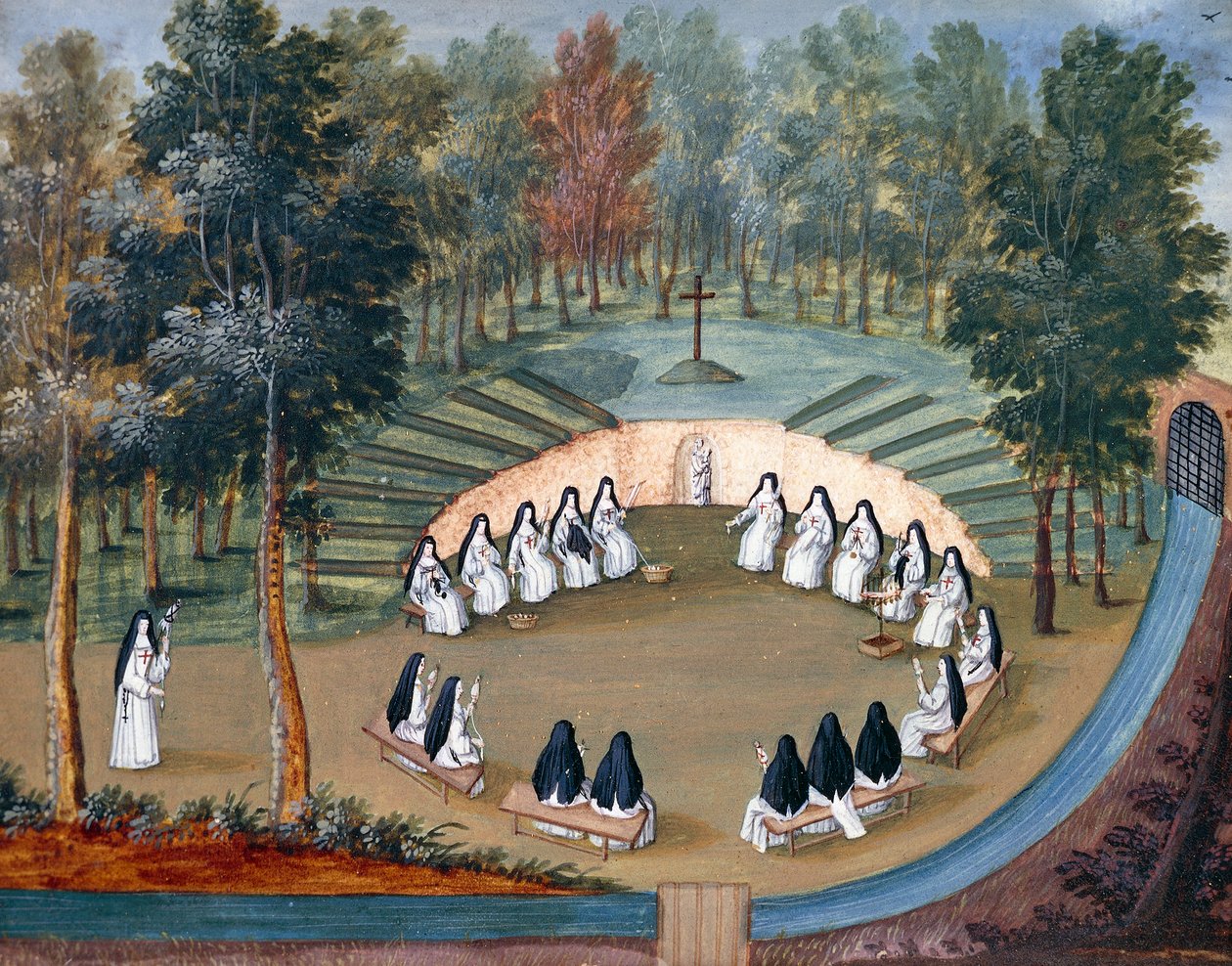 Port-Royal des Champs Abbey ، اجتمع الراهبات في عزلة بقلم لويز ماجديلين هورتيميلز (1688-1767) ، فرنسا بواسطة لويز ماجديلين هورتيميل
