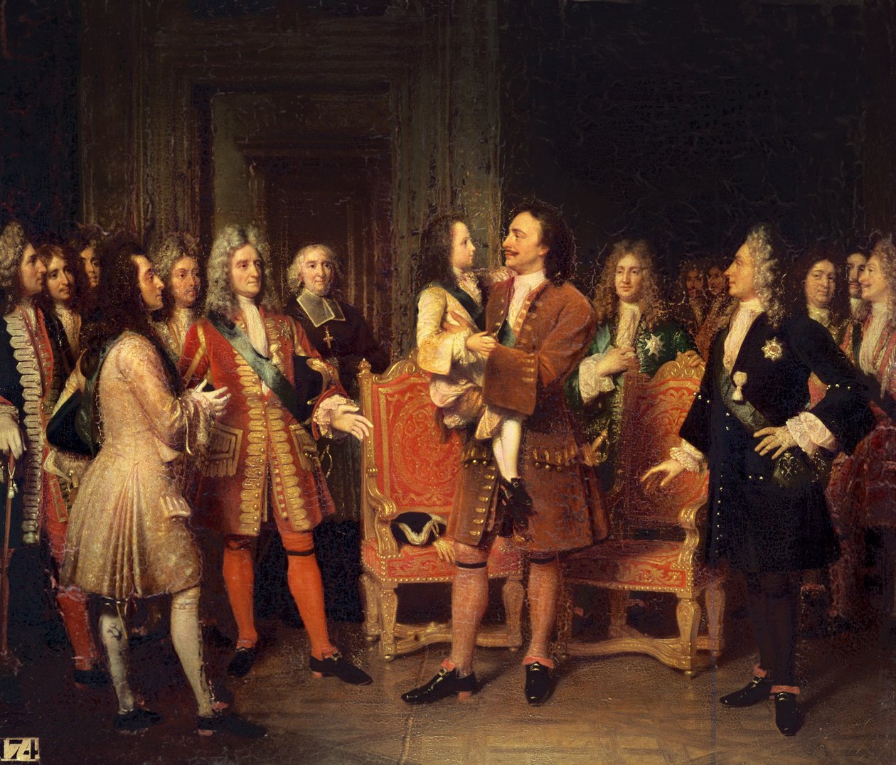 لويس الخامس عشر (1710-1774) زيارة بيتر الأول (1672-1725) العظيم في l&39;Hotel de Lesdiguieres ، 10 مايو 1717 بواسطة لويز ماري جين هيرسينت