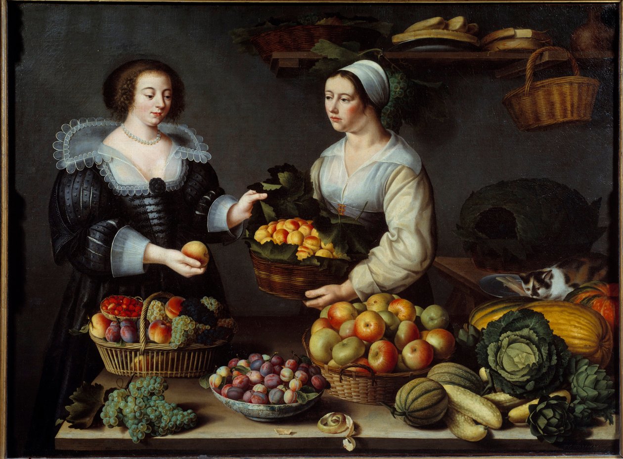 La merchant de fruits et de vegetables Painting by Louise Moillon (1610-1696) 1630 Sun. 1,20x1,65 m بواسطة لويز مويلون
