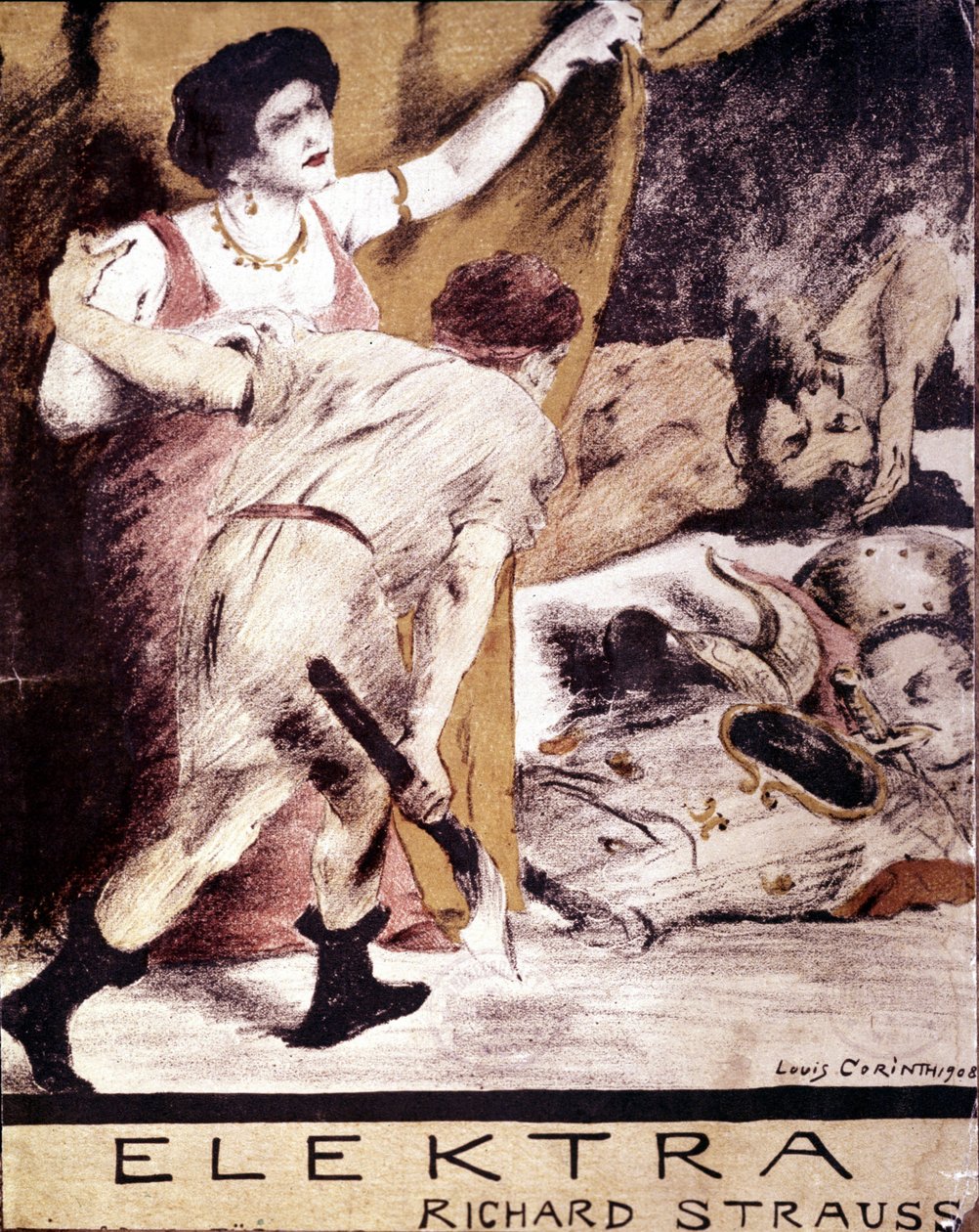 ريتشارد شتراوس ، رسم توضيحي لنتيجة "إلكترا" بواسطة لويس كورينث في عام 1908. مجموعة خاصة بميلانو بواسطة لوفيس كورينث