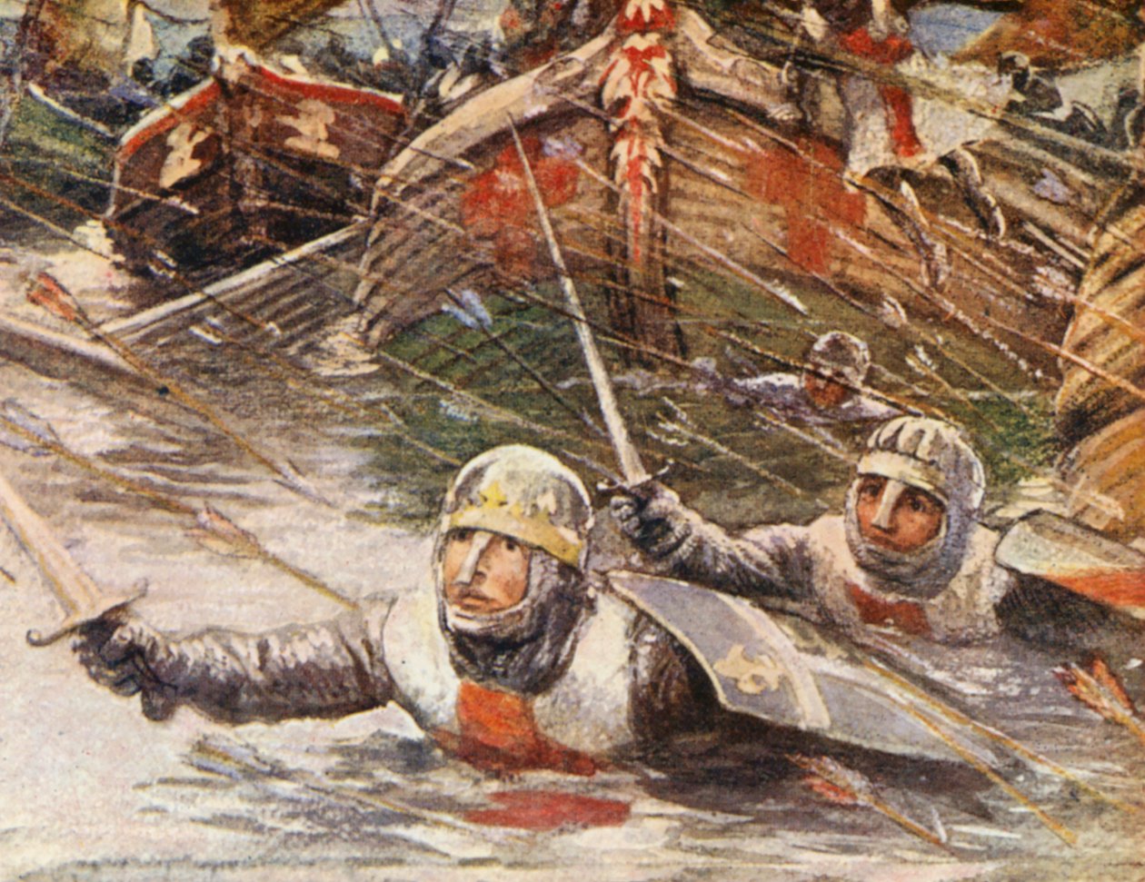 رسم توضيحي لقصص الحروب الصليبية (طباعة حجرية ملونة) بواسطة Lowes Dalbiac Luard