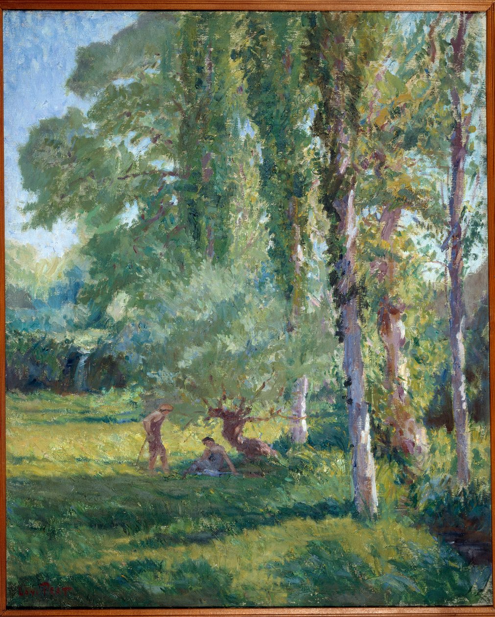 Couple on the grass under a poplar Painting by Loys Prat (1879-1934), 20th century. Oil on canvas. Donzere, Town Hall. بواسطة Loys Prat