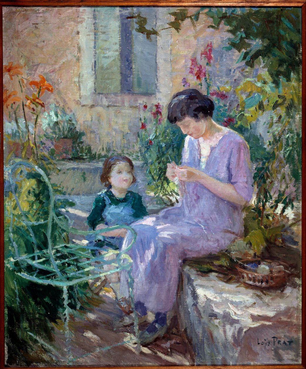 مدام برات وابنتها في الحديقة لوحة جوزيف لويس برات (1879-1934) ، القرن العشرين. عمدة Donzere. بواسطة Loys Prat