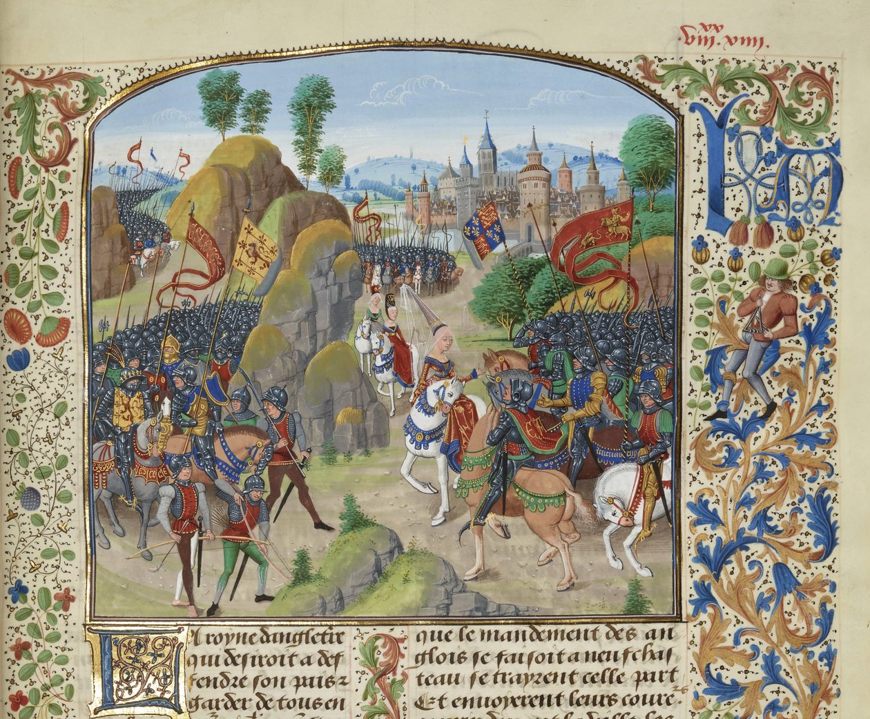 الملكة فيليبا ملكة هينو قبل معركة نيفيل كروس في 17 أكتوبر 1346 ، حوالي 1470-1475. بواسطة لويست ليدت