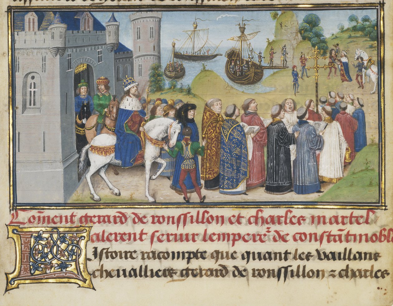 الإمبراطور البيزنطي يستقبل روسيلون ومارتيل ، 1468-1470 بواسطة لويست ليدت