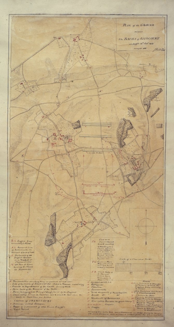Add.16368 C مسح ميداني من Agincourt بواسطة ملازم العقيد جون وودفورد