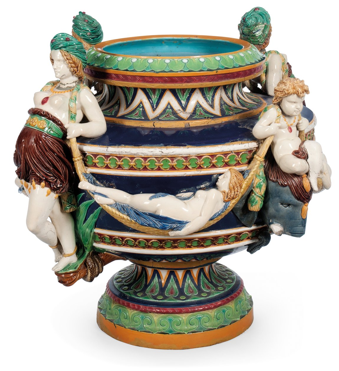 Minton Majolica Jardiniere كبير ، حوالي 1870 (سيراميك) بواسطة المحدودة مينتونس