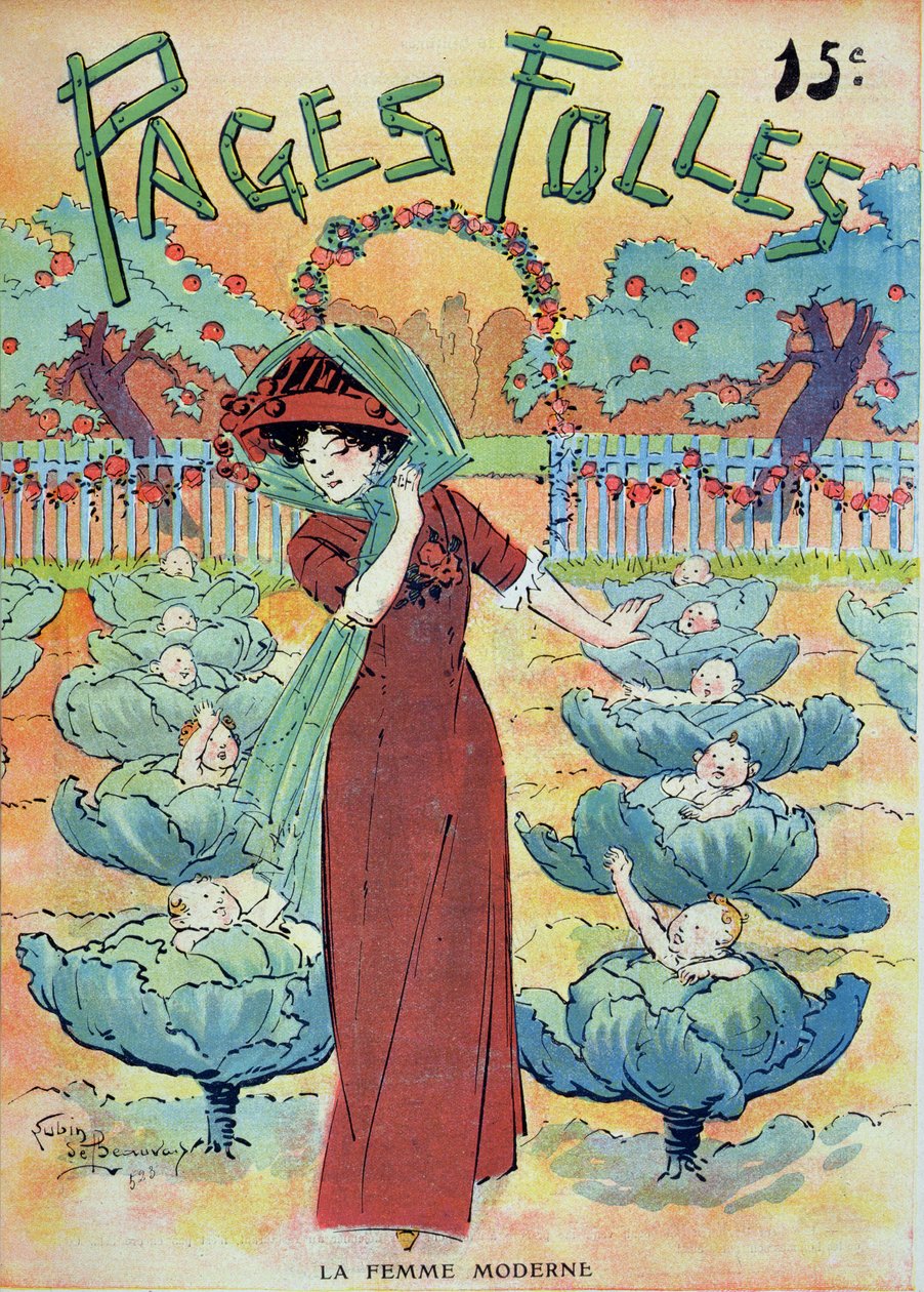 المرأة الحديثة في حقل الملفوف ، من "Pages Folles" ، 1910 بواسطة Lubin de Beauvais