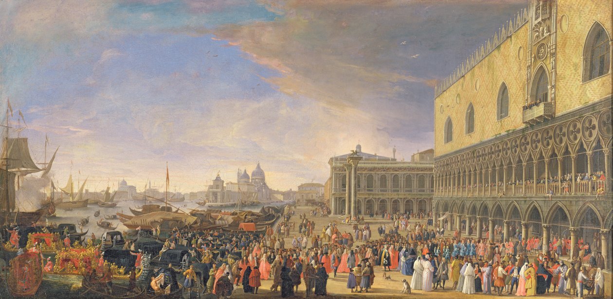 وصول Comte Languet de Gergy إلى Palazzo Ducale ، البندقية ، نوفمبر 1726 بواسطة لوكا كارليفاريس
