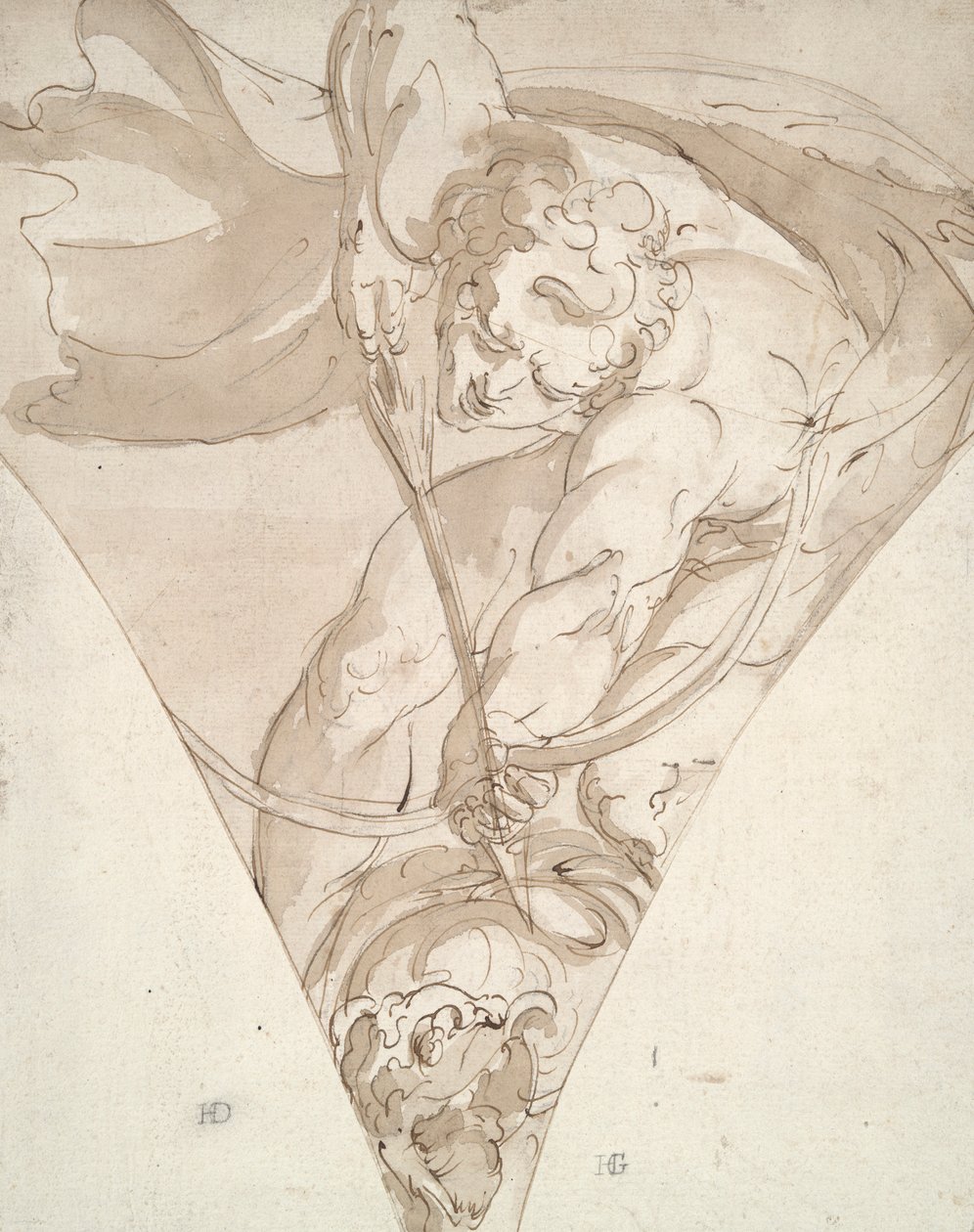 Apollo Killing the Python ، دراسة عن سباندرل في Palazzo Antonio Doria (Palazzo della Prefettura) ، جنوة بواسطة لوكا كامبياسو