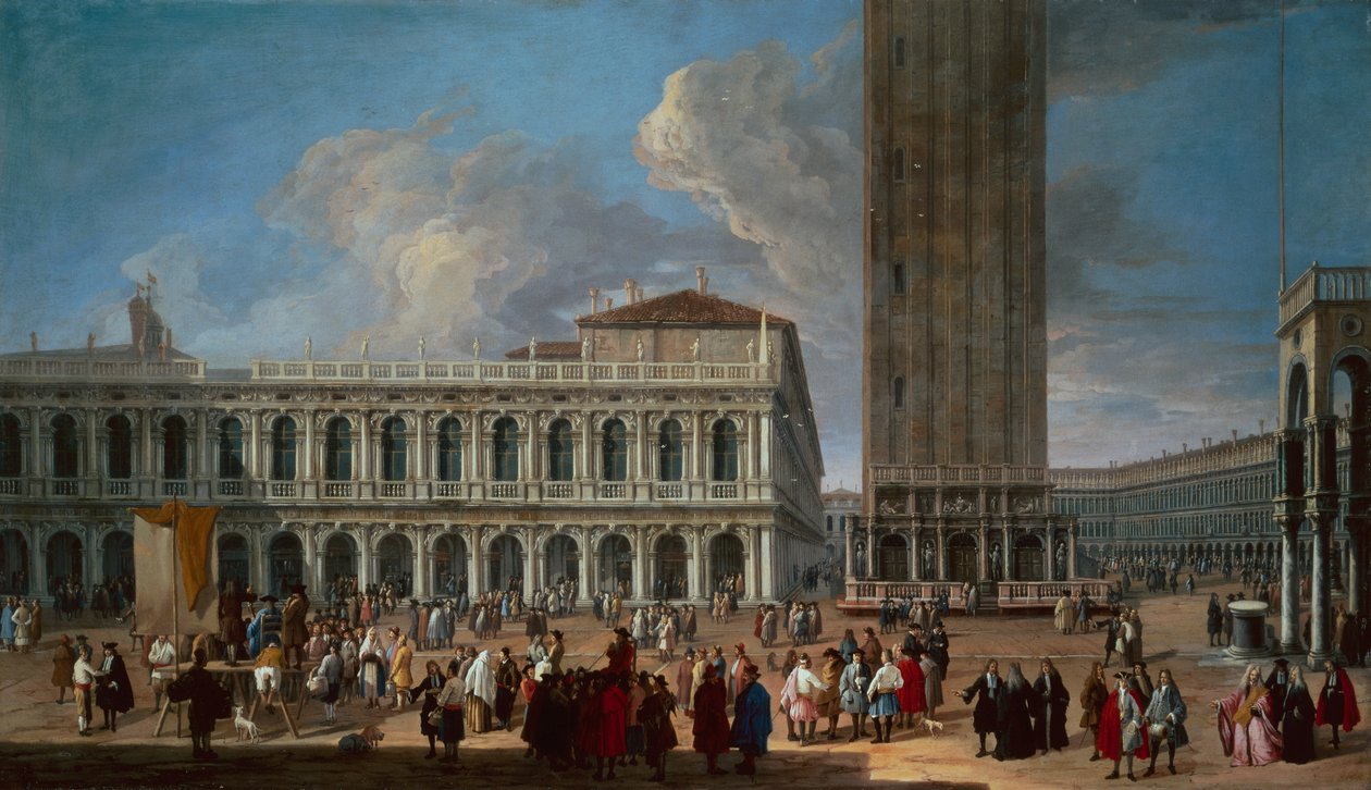 Piazzetta و Piazza San Marco ، البندقية (زيت على قماش) بواسطة لوكا كارليفاريس