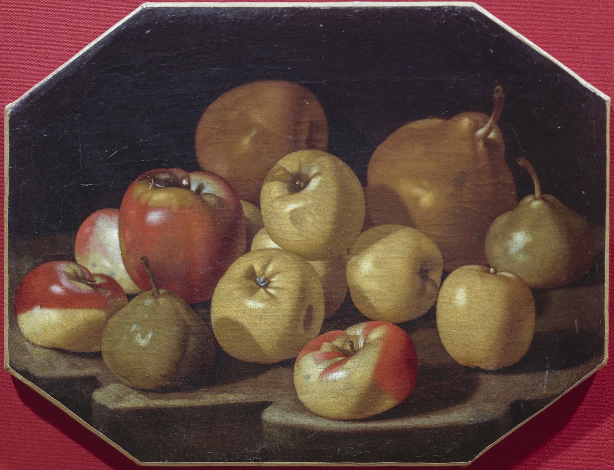 Still life with apples and pears, oil painting by Luca Forte (1610-1670) بواسطة لوكا فورتي