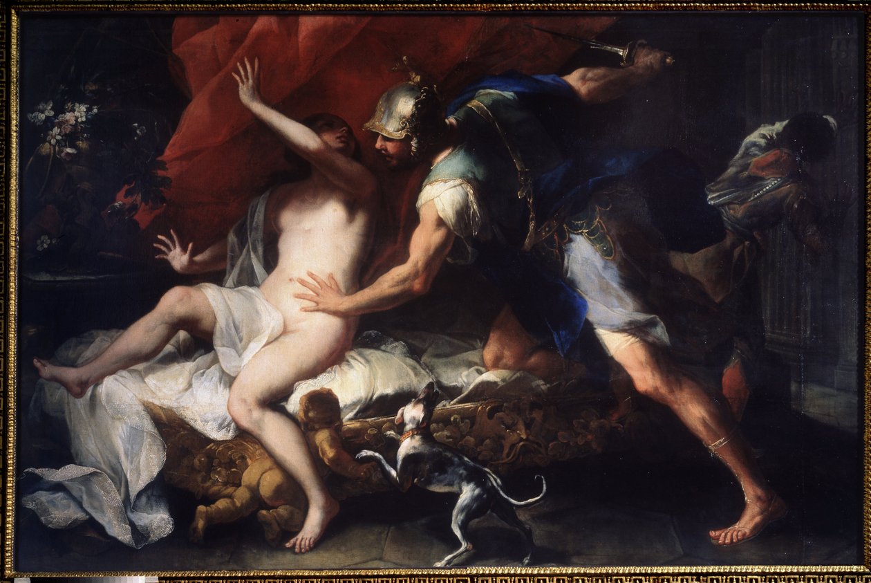 (Tarquinius و Lucretia) اغتصاب Lucrece (Lucrezia ، Lucretia ، سيدة رومانية) ، ضحية عنف ابن عمها Sextus Tarquin ، ابن Tarquin الرائع. لوحة لوكا جيوردانو (1632-1705) متحف الدولة للفنون في القرن السابع عشر ، تولا ، روسيا بواسطة لوكا جيوردانو