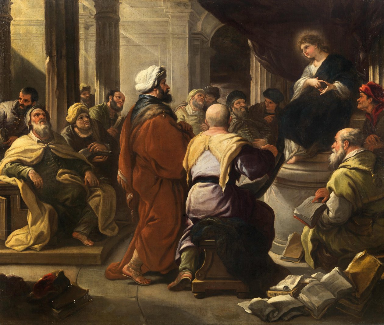 المسيح بين الأطباء ، حوالي 1665. بواسطة لوكا جيوردانو