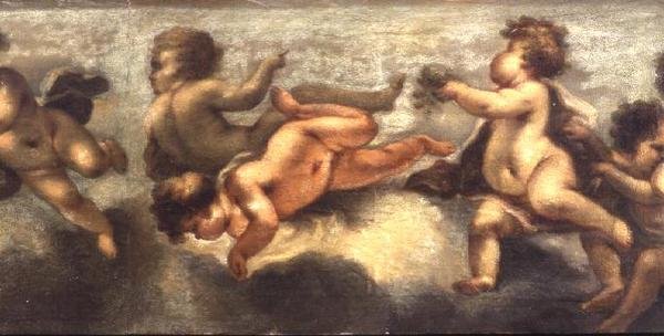 Putti disporting (ورق على قماش) (تفاصيل مركزية) (انظر أيضًا 67091-94) بواسطة لوكا جيوردانو