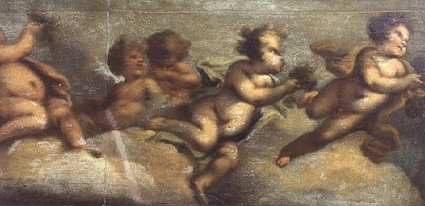 Putti disporting (ورق على قماش) (التفاصيل اليسرى) (انظر أيضًا 67087-90) بواسطة لوكا جيوردانو