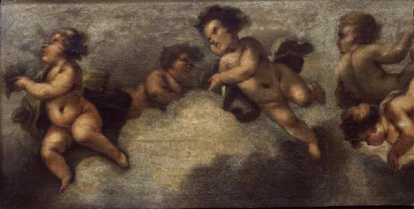Putti disporting (ورق على قماش) (التفاصيل اليسرى) (انظر أيضًا 67091-94) بواسطة لوكا جيوردانو