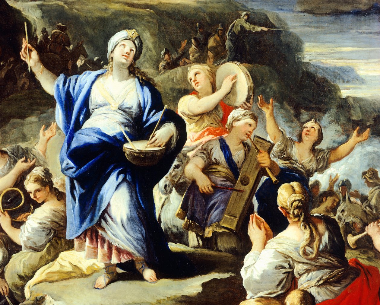 مشهد من الرقص والغناء ، من أغنية ميريام للوكا جيوردانو (1634-1705) ، زيت على النحاس بواسطة لوكا جيوردانو