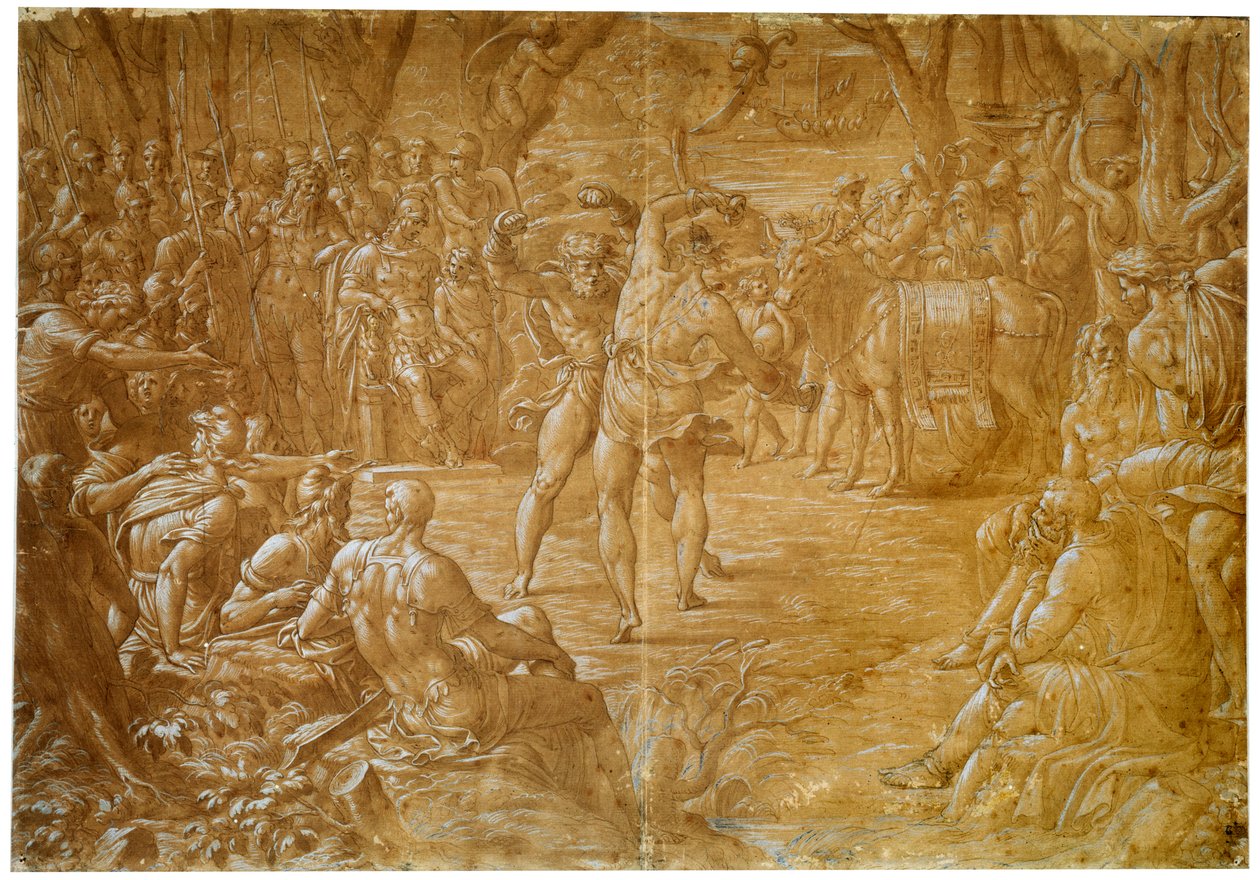 المعركة بين Entellus في صقلية و Dares of Troy ، c1544 بواسطة لوكا بيني