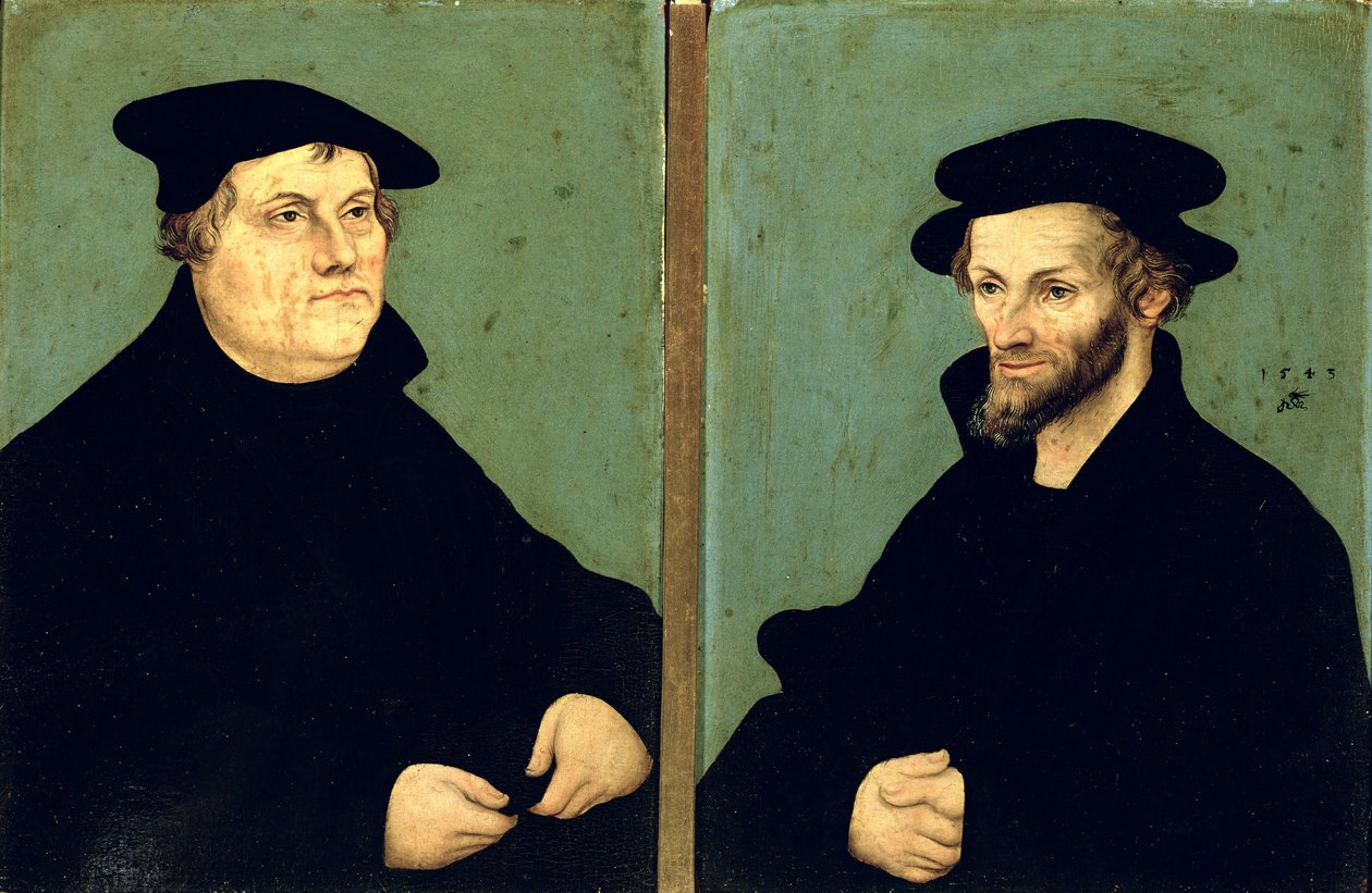 صورة مزدوجة لمارتن لوثر (1483-1546) وفيليب ميلانشثون (1497-1560) 1543 بواسطة لوكاس كراناش الأكبر
