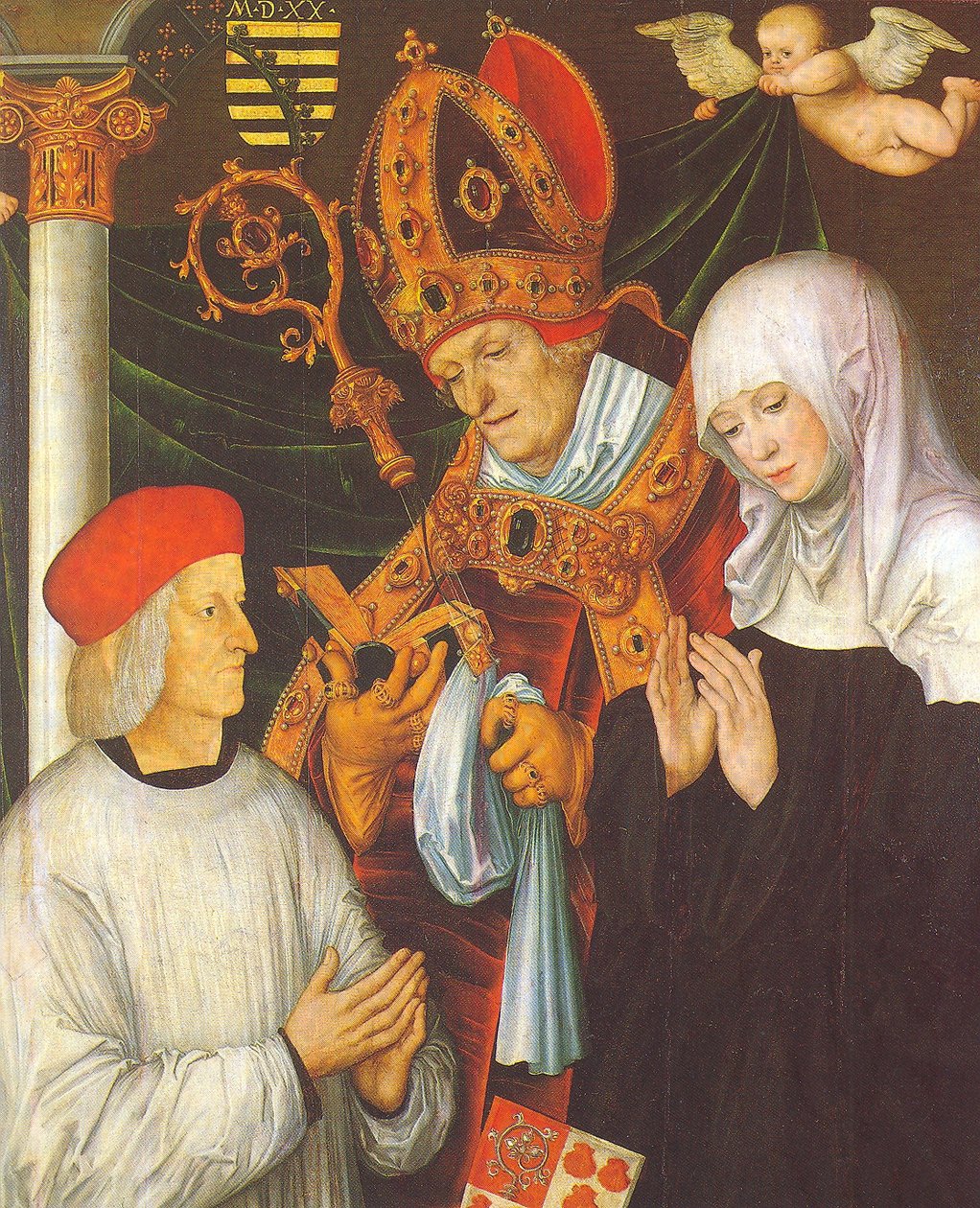 غابرييل فون أيب ، أسقف إيكشتات ، مع السفينة. Willibald و Walburga بواسطة لوكاس كراناش الأكبر