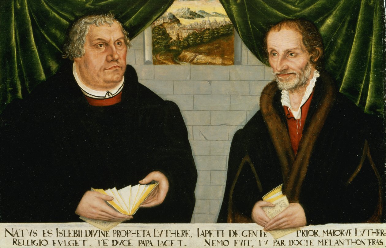 صورة مزدوجة لمارتن لوثر (1483-1546) وفيليب ميلانشثون (1497-1560) بواسطة لوكاس كرانش الأصغر