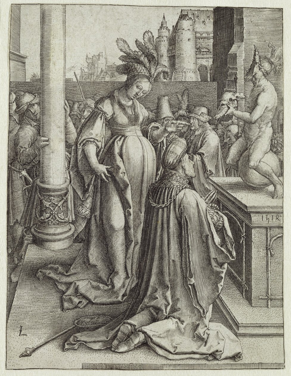 سليمان Prays أمام صورة Graven ، c.1514 (النقش على النحاس) بواسطة لوكاس فان ليدن