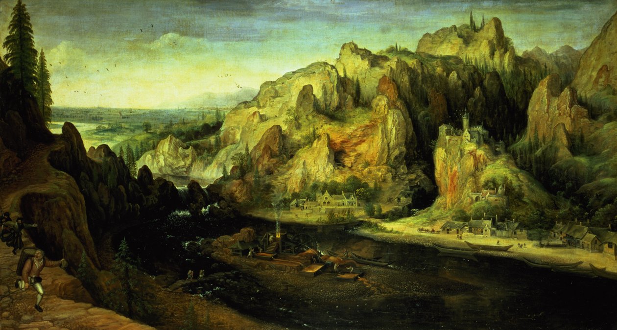 منظر جبلي بهجوم مفاجئ ، ج .1585 بواسطة لوكاس فان فالكنبورش