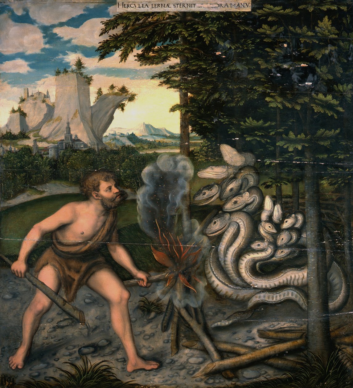 هرقل و Lernaean Hydra من أعمال هرقل بواسطة لوكاس كراناش الأكبر