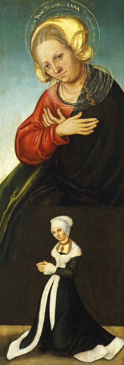 سانت آن مع دوقة باربرا ساكسونيا كمتبرع ، حوالي 1514 بواسطة لوكاس كراناش الأكبر
