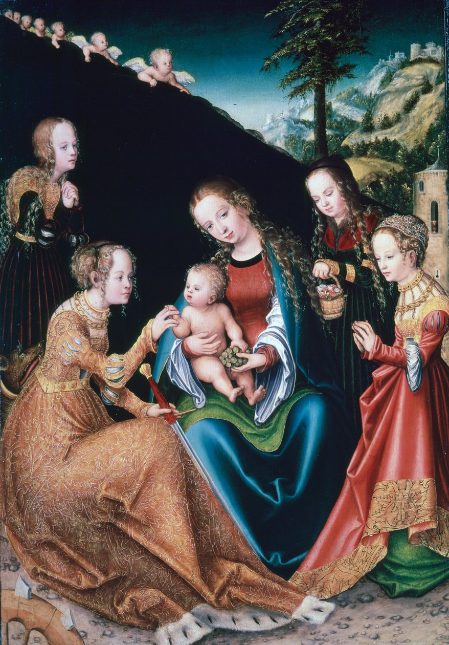 الزواج الصوفي لسانت كاترين ، 1516-1518 بواسطة لوكاس كراناش الأكبر