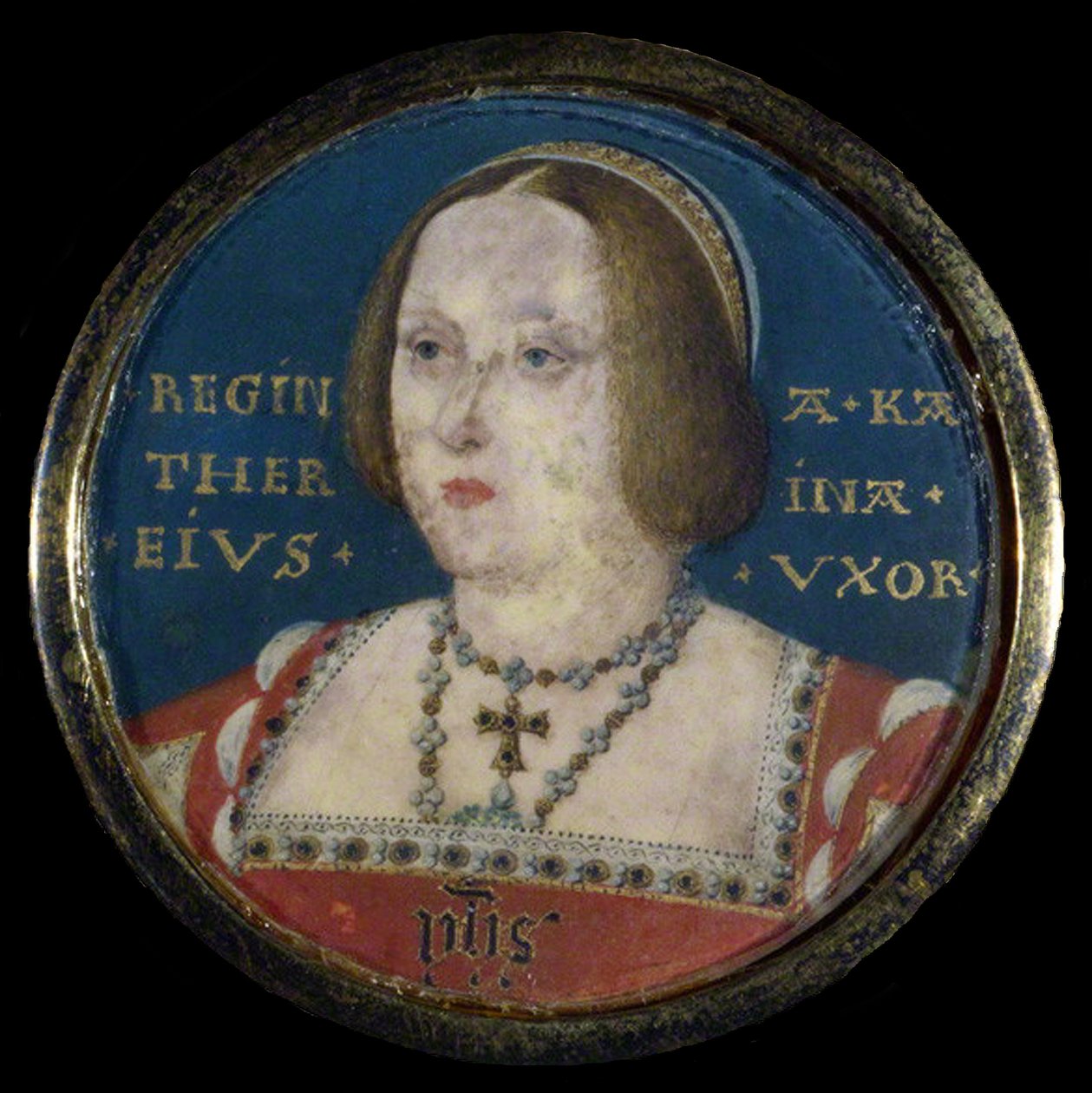 صورة الملكة كاترين أراغون 1485-1536 ، ج. 1525 بواسطة Lucas Horenbout أو Hornebault
