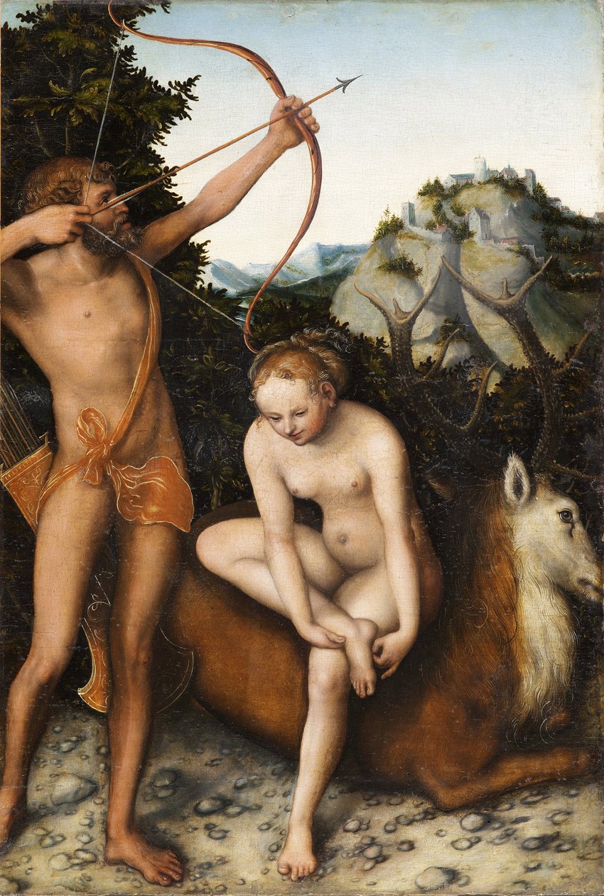 ""Apollon et Diane"" (Apollo and Diana) Peinture de Lucas Cranach l