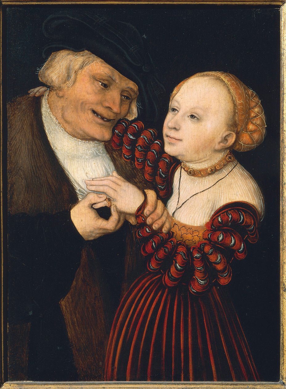 Austria, Vienna, The Old Man and the Young Woman, c.1530 (oil on canvas) بواسطة لوكاس الأكبر كراناش