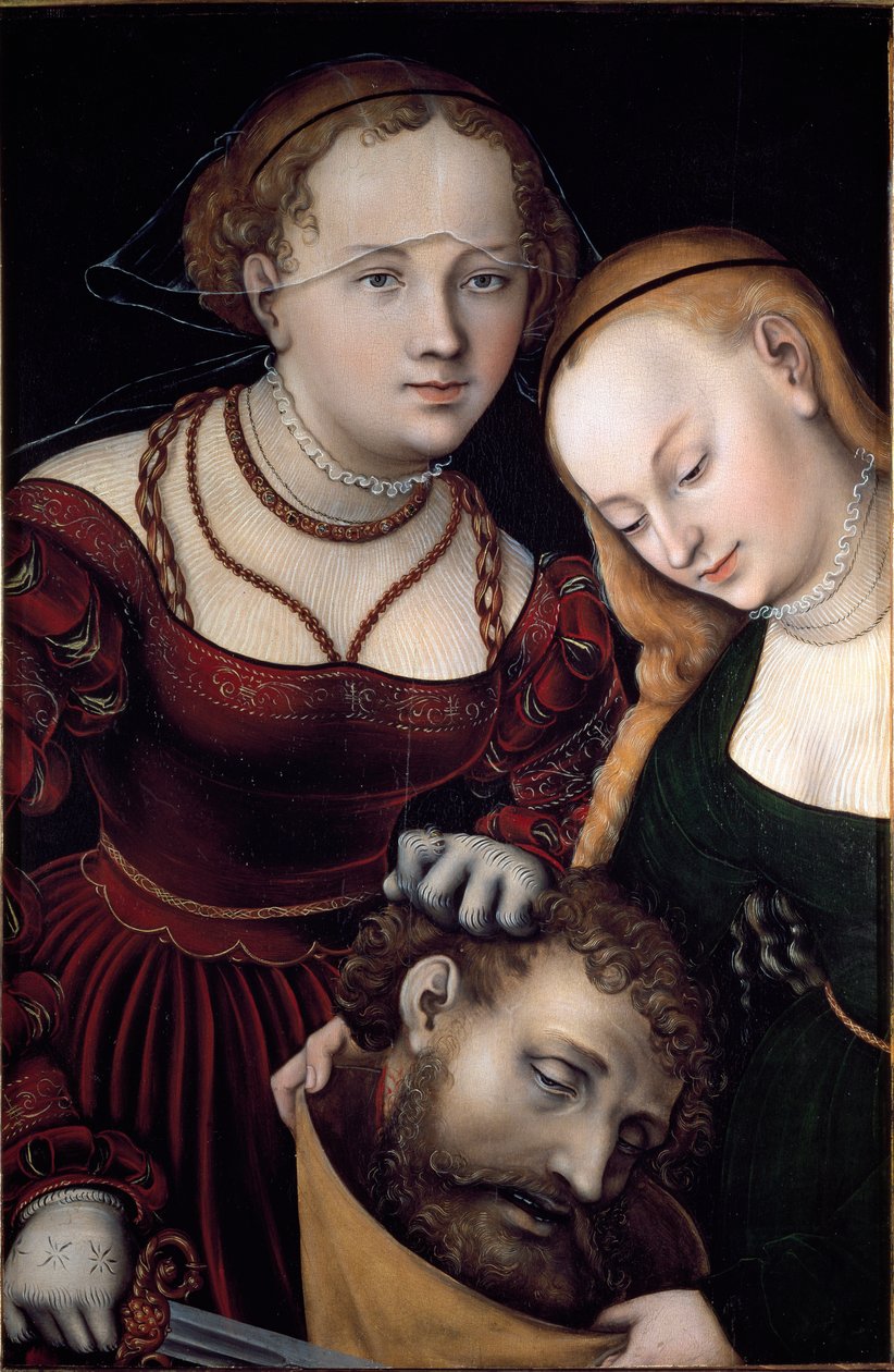 جوديث مع خادمة ورأس هولوفرن لوحة لوكاس كراناش الأكبر (1472-1553) 1530 صن. 77x52،5 سم فيينا ، متحف Kunsthistorisches - جوديث مع رأس Holofernes وخادم. زيت على خشب 77 × 52.5 سم بواسطة لوكاس الأكبر كراناش
