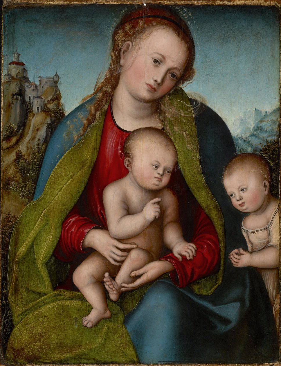 La Vierge et l'enfant avec saint Jean Baptiste - عذراء وطفل مع يوحنا المعمدان كصبي ، بقلم كرانش ، لوكاس ، الأكبر (1472-1553). زيت على خشب. الأبعاد: 36.5 × 28.5 سم. Muzeul National Brukenthal، Sibiu بواسطة لوكاس الأكبر كراناش
