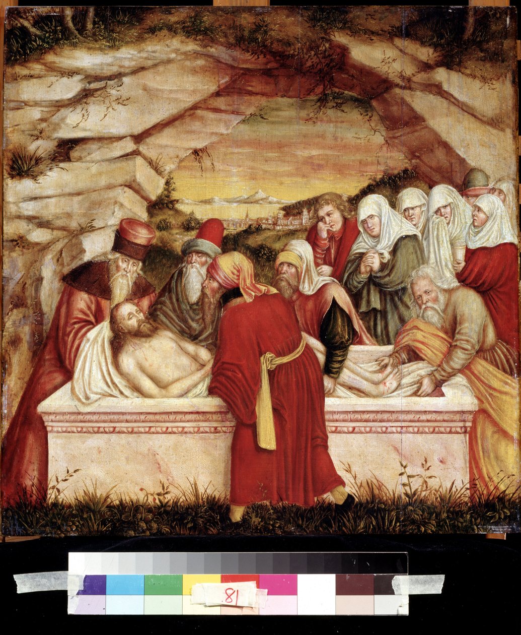 "La mise au tombeau" (القبر) رسم على الخشب للوكاس كراناش الأكبر (1472-1553) متحف بوشكين في القرن السادس عشر ، موسكو بواسطة لوكاس الأكبر كراناش