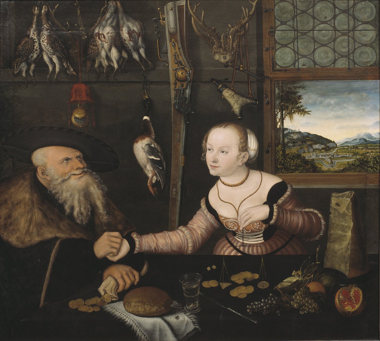 Le couple mal assorti - الزوجان غير المتطابقين ، بقلم كرانش ، لوكاس ، الأكبر (1472-1553). زيت على خشب بواسطة لوكاس الأكبر كراناش