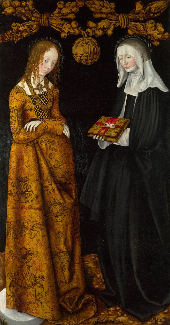 سانت كريستين وسانت أوديل. لوحة لوكاس كراناش الأكبر (1472-1553) ، زيت على خشب بواسطة لوكاس الأكبر كراناش