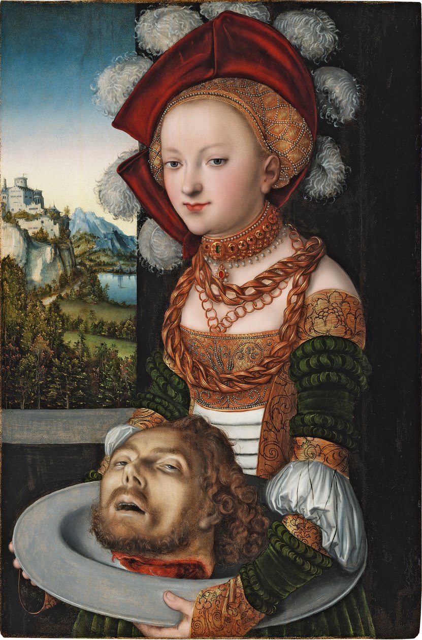Salome avec la tete de Saint Jean Baptiste - سالومي مع رأس القديس يوحنا المعمدان ، بقلم كرانش ، لوكاس ، الأكبر (1472-1553). زيت على خشب ، ج. 1527-1530. الأبعاد: 88.4x58.3 سم. متحف Szepmuveszeti ، بودابست بواسطة لوكاس الأكبر كراناش