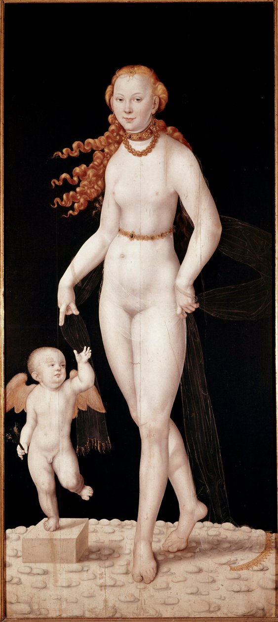 رسم فينوس وكوبيد للوكاس كرانش الشاب (1515-1586) 1540 تقريبًا. خافت. 196 × 89 سم ميونيخ ، Alte Pinakothek بواسطة لوكاس الأصغر حجما