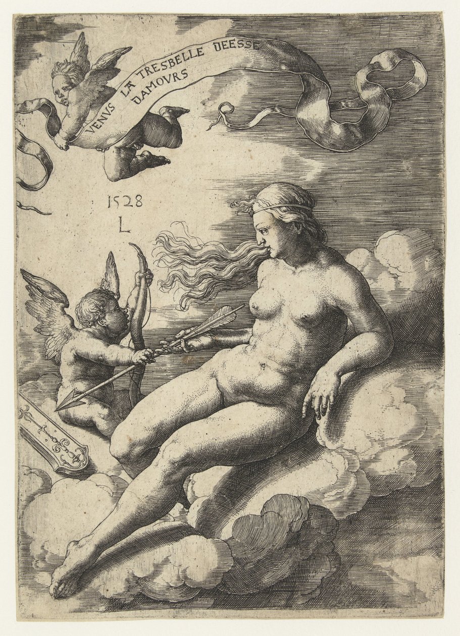 فينوس وكوبيد Venus la tresbelle deese damours (العنوان على الكائن) بواسطة لوكاس فان ليدن