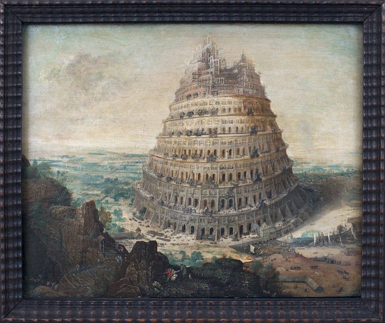 برج بابل. لوحة لوكاس فان فالكنبورش (حوالي 1535-1597) ، زيت على خشب ، فن فلمنكي بواسطة لوكاس فان فالكنبورش