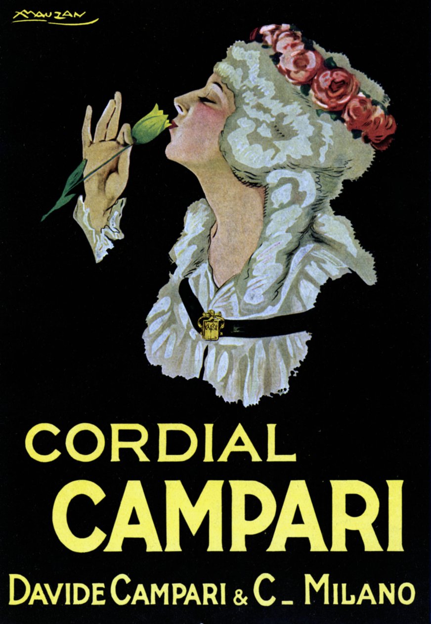 ملصق إعلاني لـ Cordial Campari. دافيد كامباري & سي ميلانو 1921 (رسم توضيحي) بواسطة لوتشيانو أشيل موزان