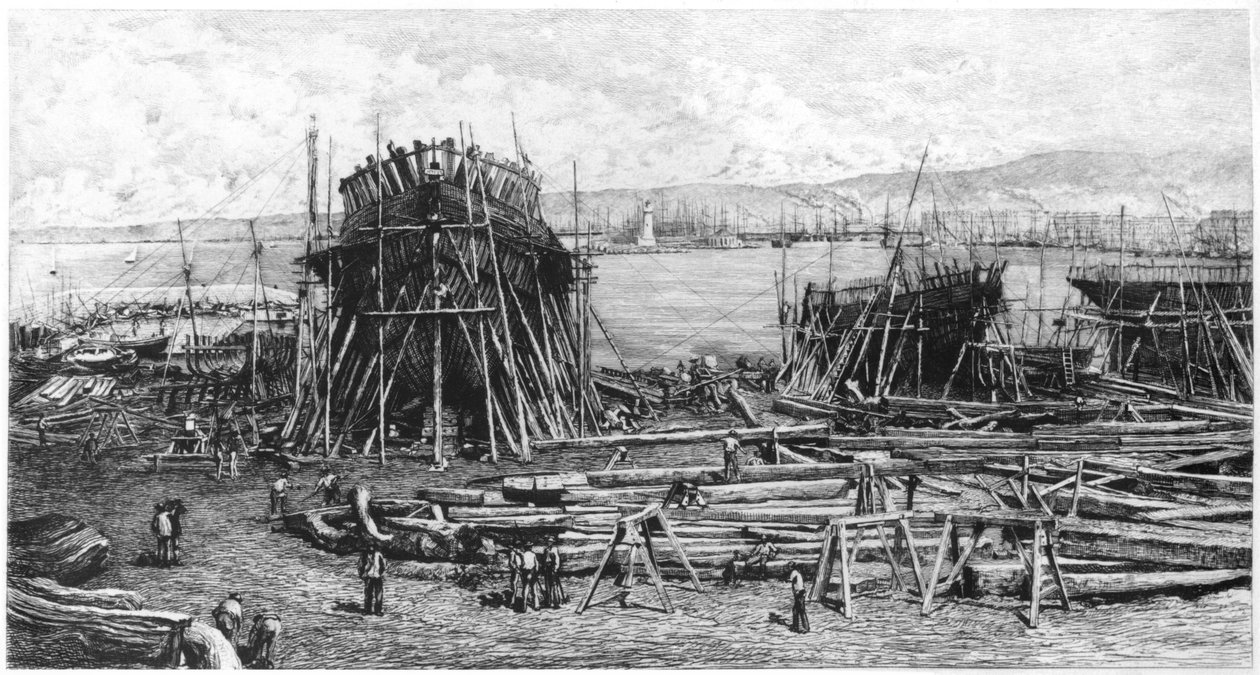 أحواض بناء السفن في مرسيليا ، 1834 (صور من وزن الجسم) بواسطة لوسيان مارسلين جوتييه