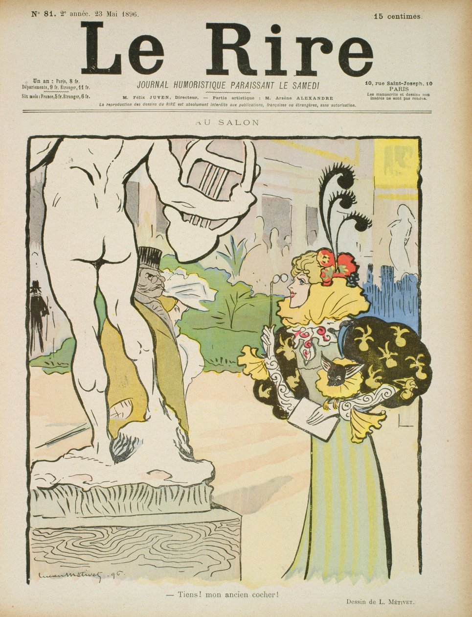 في معرض النحت ، الغلاف الأمامي لـ "Le Rire" ، 23 مايو 1896 بواسطة لوسيان ميتيفيت